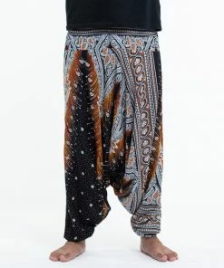 HaremPants.com Peacock Feathers Jumpsuit Harem Pants In Black