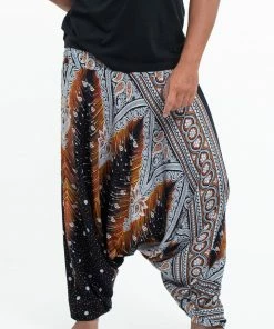 HaremPants.com Peacock Feathers Jumpsuit Harem Pants In Black