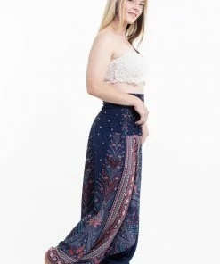 HaremPants.com Women's Peacock Feathers Jumpsuit Harem Pants In Blue