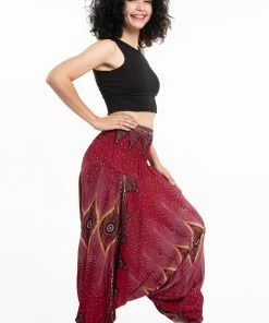 HaremPants.com Diamond Peacock Jumpsuit Harem Pants In Red Women's