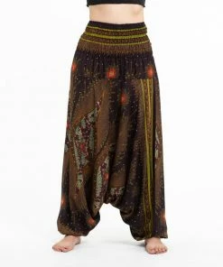 HaremPants.com Women's Peacock Eye Jumpsuit Harem Pants In Brown