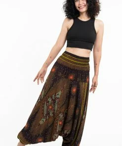 HaremPants.com Women's Peacock Eye Jumpsuit Harem Pants In Brown