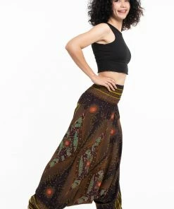 HaremPants.com Women's Peacock Eye Jumpsuit Harem Pants In Brown