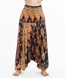 HaremPants.com Peacock Paisley Jumpsuit Harem Pants In Black Women's