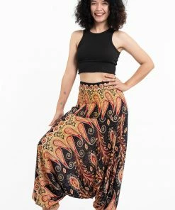 HaremPants.com Peacock Paisley Jumpsuit Harem Pants In Black Women's