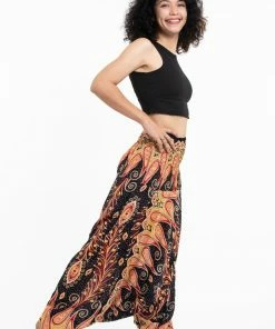 HaremPants.com Peacock Paisley Jumpsuit Harem Pants In Black Women's