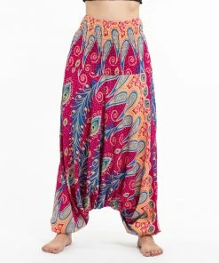 HaremPants.com Peacock Paisley Jumpsuit Harem Pants In Pink Women's
