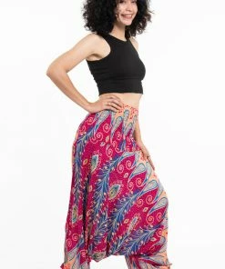 HaremPants.com Peacock Paisley Jumpsuit Harem Pants In Pink Women's