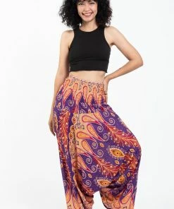 HaremPants.com Peacock Paisley Jumpsuit Harem Pants In Purple Women's