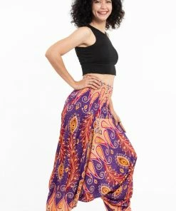 HaremPants.com Peacock Paisley Jumpsuit Harem Pants In Purple Women's