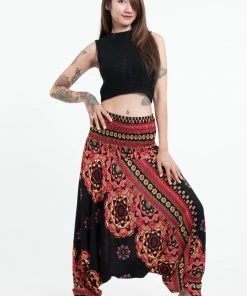 HaremPants.com Lotus Mandalas Jumpsuit Harem Pants In Black