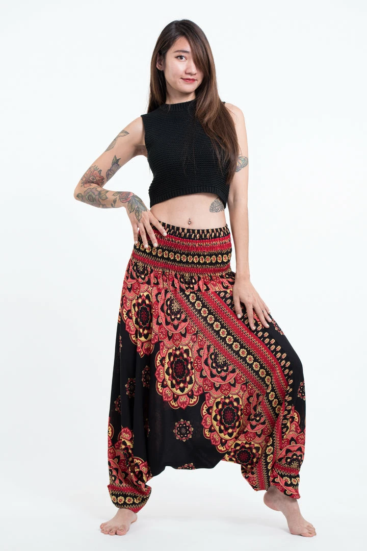 HaremPants.com Lotus Mandalas Jumpsuit Harem Pants In Black 3 HaremPants.com Lotus Mandalas Jumpsuit Harem Pants In Black
