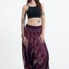 HaremPants.com Women's Paisley Feathers Jumpsuit Harem Pants In Purple