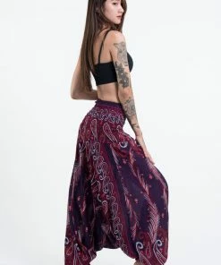 HaremPants.com Women's Paisley Feathers Jumpsuit Harem Pants In Purple 9 HaremPants.com Women's Paisley Feathers Jumpsuit Harem Pants In Purple