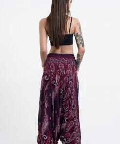HaremPants.com Women's Paisley Feathers Jumpsuit Harem Pants In Purple 10 HaremPants.com Women's Paisley Feathers Jumpsuit Harem Pants In Purple