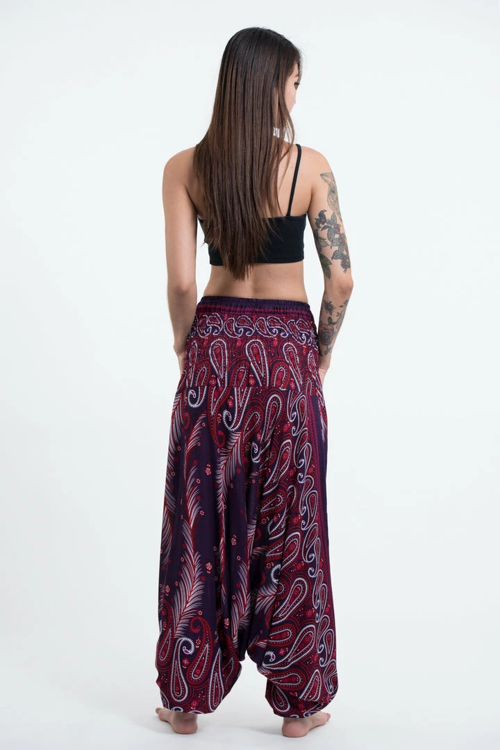 HaremPants.com Women's Paisley Feathers Jumpsuit Harem Pants In Purple 6 HaremPants.com Women's Paisley Feathers Jumpsuit Harem Pants In Purple