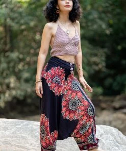 HaremPants.com Peony Mandalas Jumpsuit Harem Pants In Black Women's