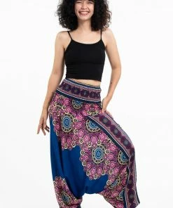 HaremPants.com Peony Mandalas Jumpsuit Harem Pants In Blue