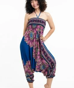 HaremPants.com Peony Mandalas Jumpsuit Harem Pants In Blue