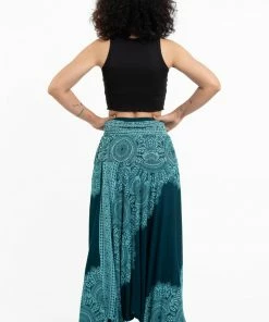 HaremPants.com Women's Floral Mandalas Jumpsuit Harem Pants In Teal