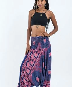 HaremPants.com Mandala Elephant Jumpsuit Elephant Pants In Blue