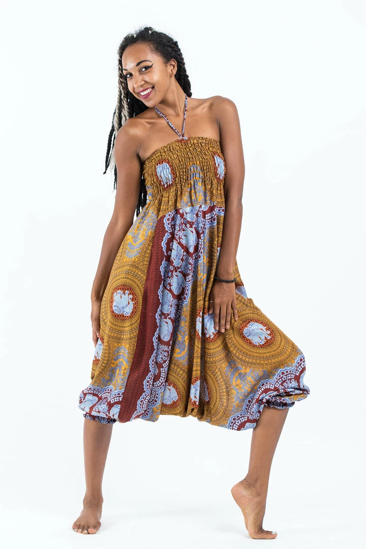 HaremPants.com Mandala Elephant Jumpsuit Elephant Pants In Bronze 8 HaremPants.com Mandala Elephant Jumpsuit Elephant Pants In Bronze