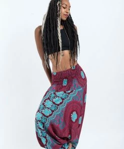 HaremPants.com Mandala Elephant Jumpsuit Elephant Pants In Red