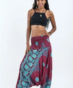 HaremPants.com Mandala Elephant Jumpsuit Elephant Pants In Red