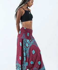 HaremPants.com Mandala Elephant Jumpsuit Elephant Pants In Red