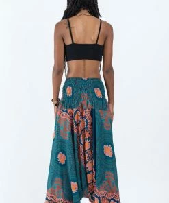HaremPants.com Mandala Elephant Jumpsuit Elephant Pants In Turquoise Women's