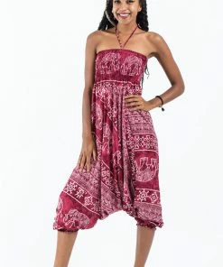 HaremPants.com Women's Marble Elephant Jumpsuit Elephant Pants In Red 13 HaremPants.com Women's Marble Elephant Jumpsuit Elephant Pants In Red