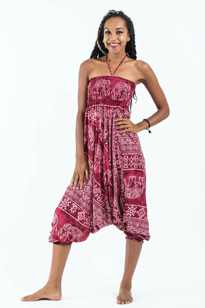 HaremPants.com Women's Marble Elephant Jumpsuit Elephant Pants In Red 8 HaremPants.com Women's Marble Elephant Jumpsuit Elephant Pants In Red