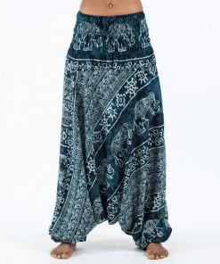 HaremPants.com Marble Elephant Jumpsuit Elephant Pants In Black