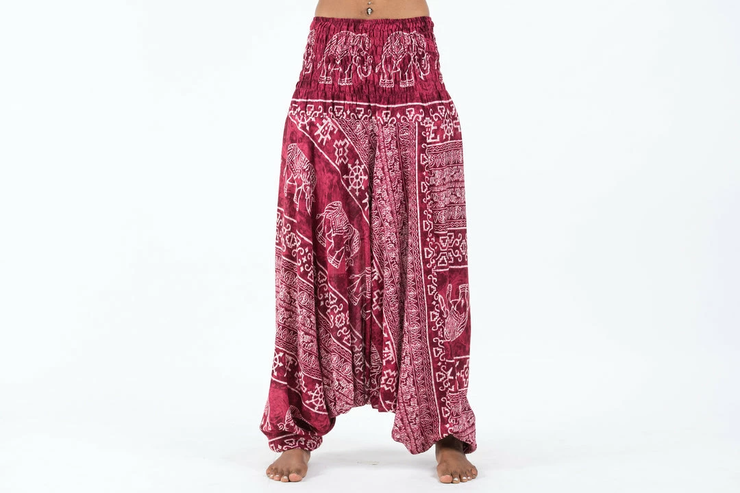 HaremPants.com Women's Marble Elephant Jumpsuit Elephant Pants In Red 4 HaremPants.com Women's Marble Elephant Jumpsuit Elephant Pants In Red