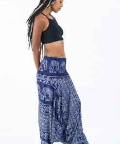 HaremPants.com Marble Elephant Jumpsuit Elephant Pants In Blue