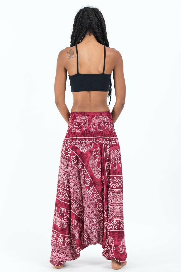 HaremPants.com Women's Marble Elephant Jumpsuit Elephant Pants In Red 6 HaremPants.com Women's Marble Elephant Jumpsuit Elephant Pants In Red