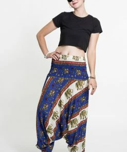 HaremPants.com Elephant Bliss Jumpsuit Elephant Pants In Blue