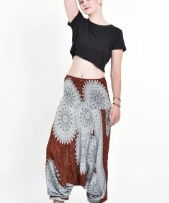 HaremPants.com Women's Marble Mandalas Jumpsuit Harem Pants In Brown