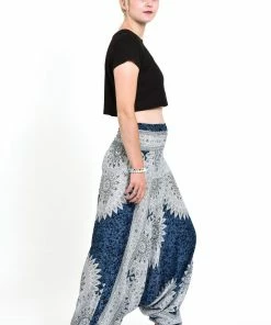 HaremPants.com Women's Marble Mandalas Jumpsuit Harem Pants In Indigo