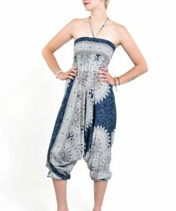 HaremPants.com Women's Marble Mandalas Jumpsuit Harem Pants In Indigo