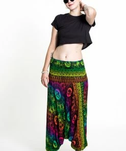 HaremPants.com Women's Rainbow Elephant Jumpsuit Elephant Pants In Green