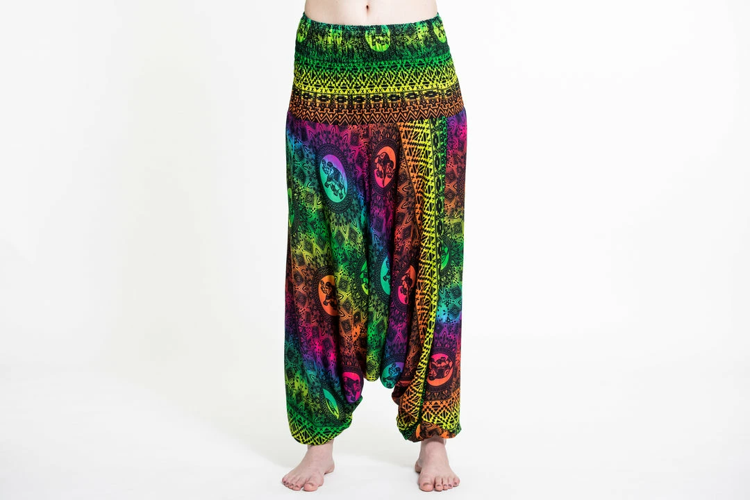 HaremPants.com Women's Rainbow Elephant Jumpsuit Elephant Pants In Green 4 HaremPants.com Women's Rainbow Elephant Jumpsuit Elephant Pants In Green