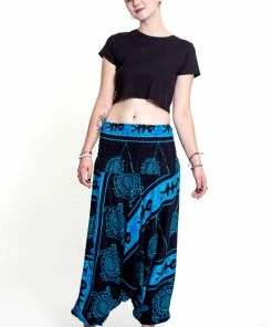 HaremPants.com Turtle Print Jumpsuit Harem Pants In Blue