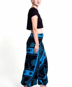 HaremPants.com Turtle Print Jumpsuit Harem Pants In Blue