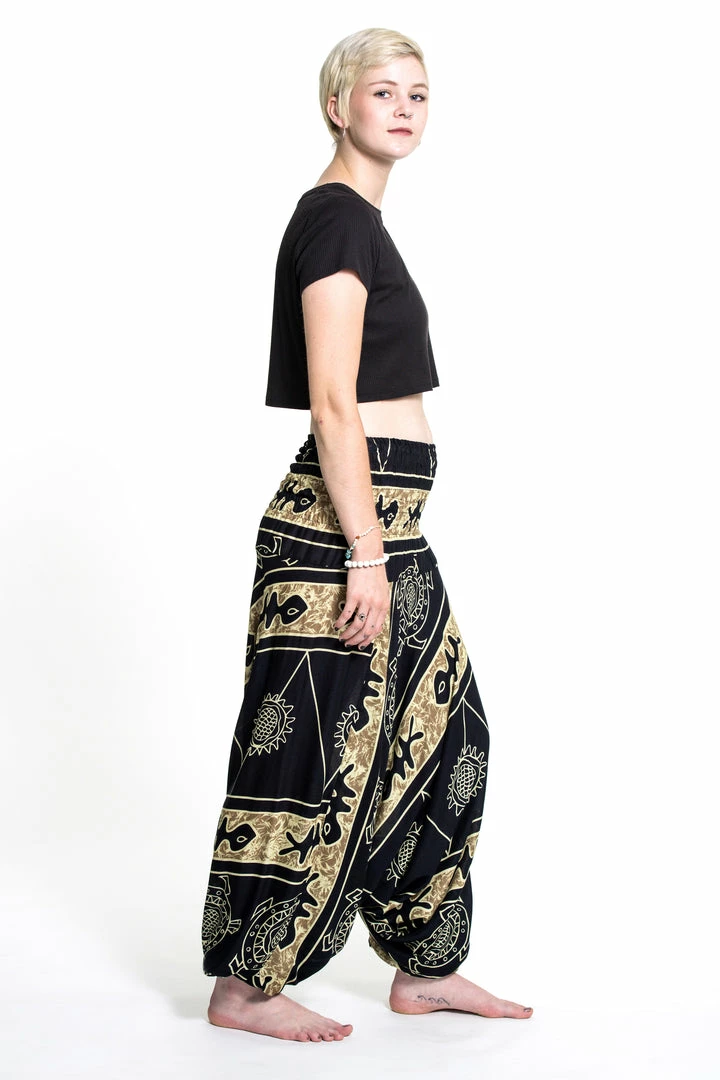 HaremPants.com Turtle Print Jumpsuit Harem Pants In Gold Women's 5 HaremPants.com Turtle Print Jumpsuit Harem Pants In Gold Women's