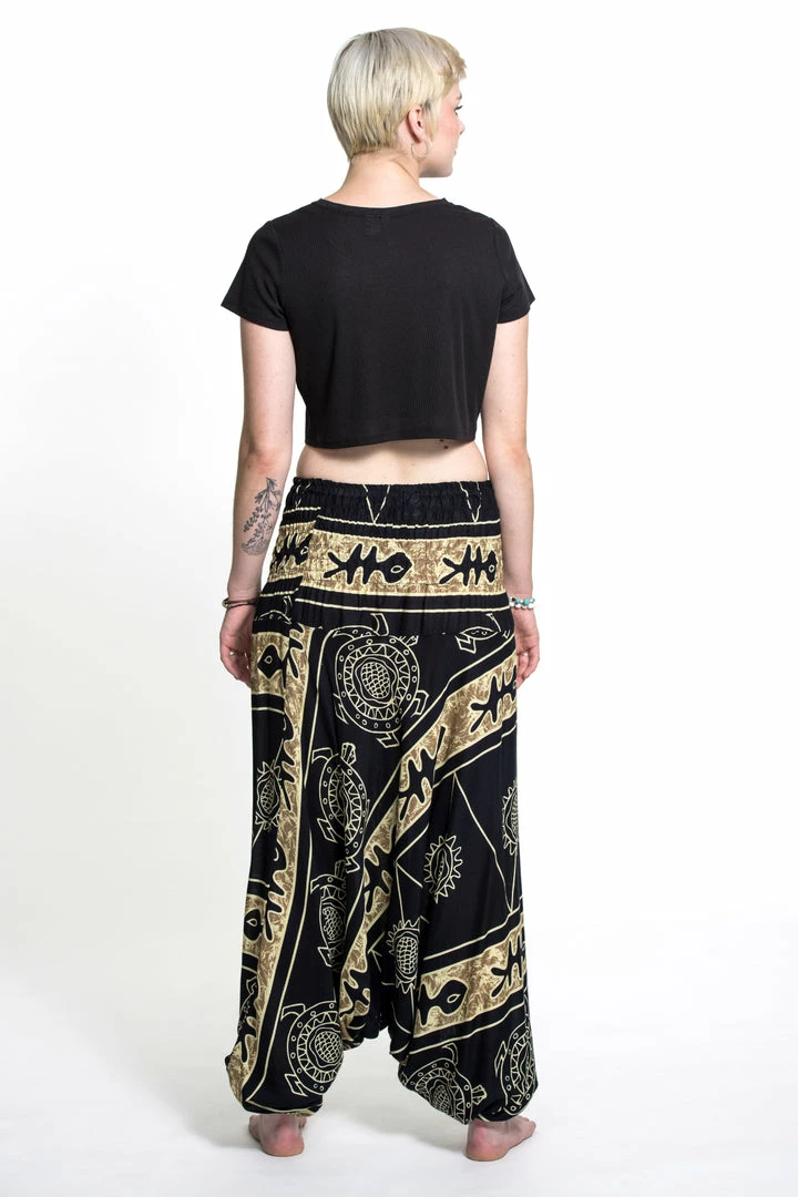 HaremPants.com Turtle Print Jumpsuit Harem Pants In Gold Women's 6 HaremPants.com Turtle Print Jumpsuit Harem Pants In Gold Women's