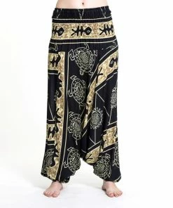 HaremPants.com Turtle Print Jumpsuit Harem Pants In Gold Women's