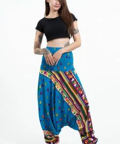 HaremPants.com Triangles Jumpsuit Harem Pants In Ocean Blue