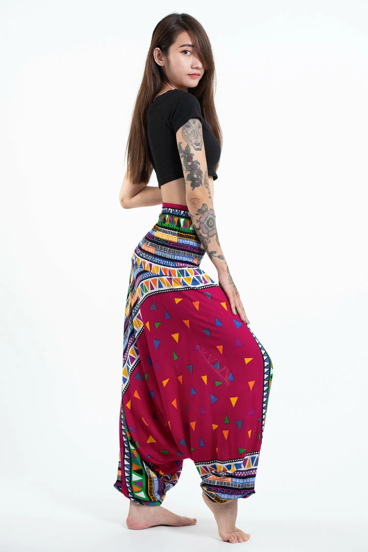 HaremPants.com Drop Crotch Harem Pants Triangles Jumpsuit Harem Pants In Pink 5 HaremPants.com Drop Crotch Harem Pants Triangles Jumpsuit Harem Pants In Pink
