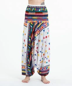 HaremPants.com Triangles Jumpsuit Harem Pants In White Women's